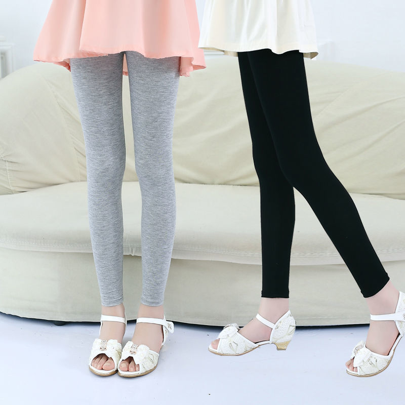 Girls' bottoms summer thin modiel baby Capris children's elastic pants medium kids' and girls' pants