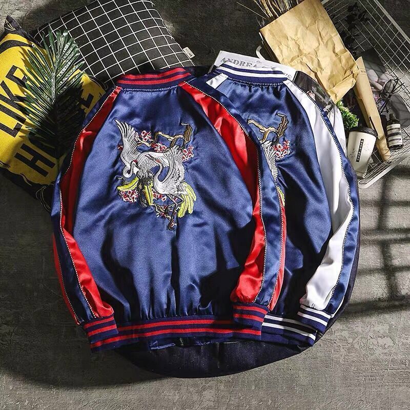 Kwai Tong, red man, embroidered jacket, male student, Korean version, fashion jacket, spiritual social baseball suit.