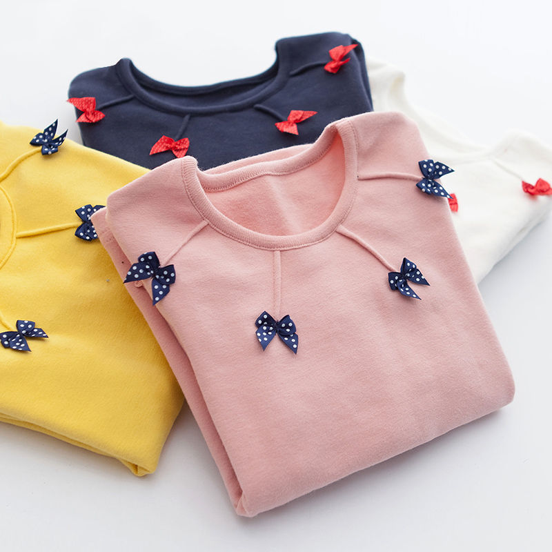 Autumn / winter 2020 girls' new bottoming shirt medium and large children's round neck long sleeve T-shirt girls' Pullover Top