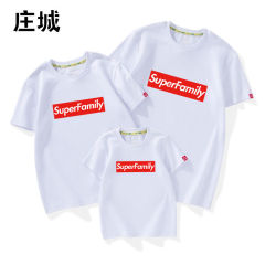 Parents' and children's summer clothes children's clothes cotton short sleeve T-shirt family's 3-piece new beach fashion zebra