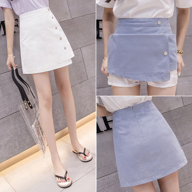 Denim skirt half skirt high waist short skirt 2020 summer new women's dress skirt female student's Korean trousers skirt A-line skirt
