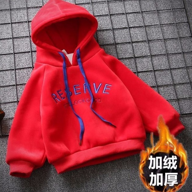 Plush thickened velvet sweater for boys and girls autumn and winter children's long sleeve T-shirt children's hooded warm top