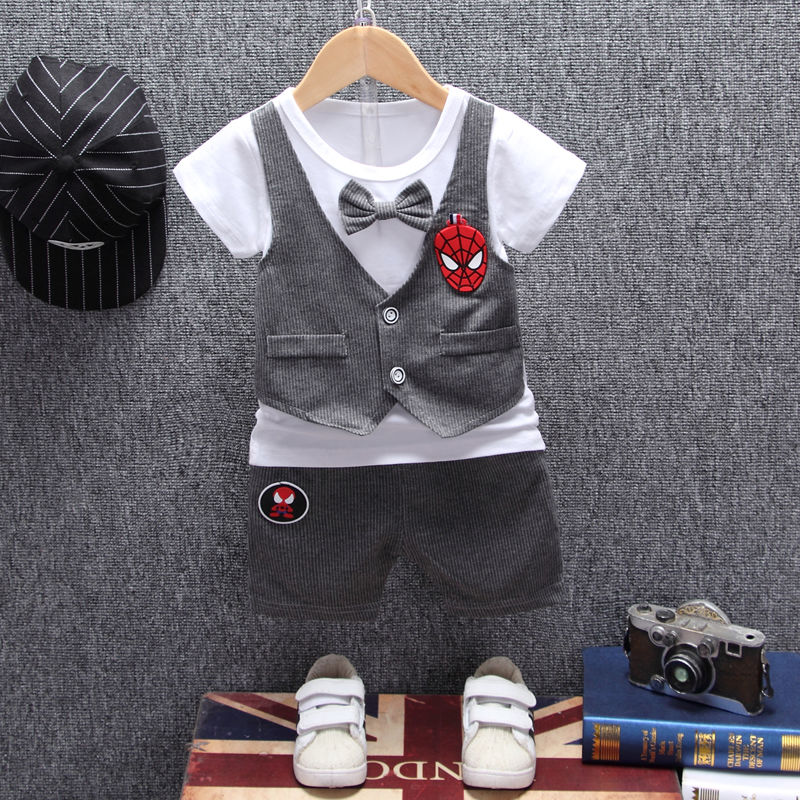 New Korean children's clothes handsome boy's clothes summer short sleeve children's suit 0-1-2-3-4 years old summer fashion