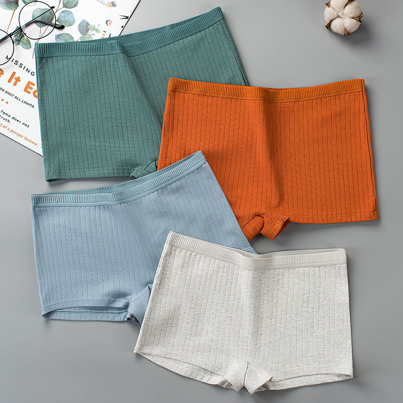 1 / 2 / 3 pairs of traceless underpants women cotton crotch antibacterial, breathable and light proof medium waist girls' flat angle safety Pants Large