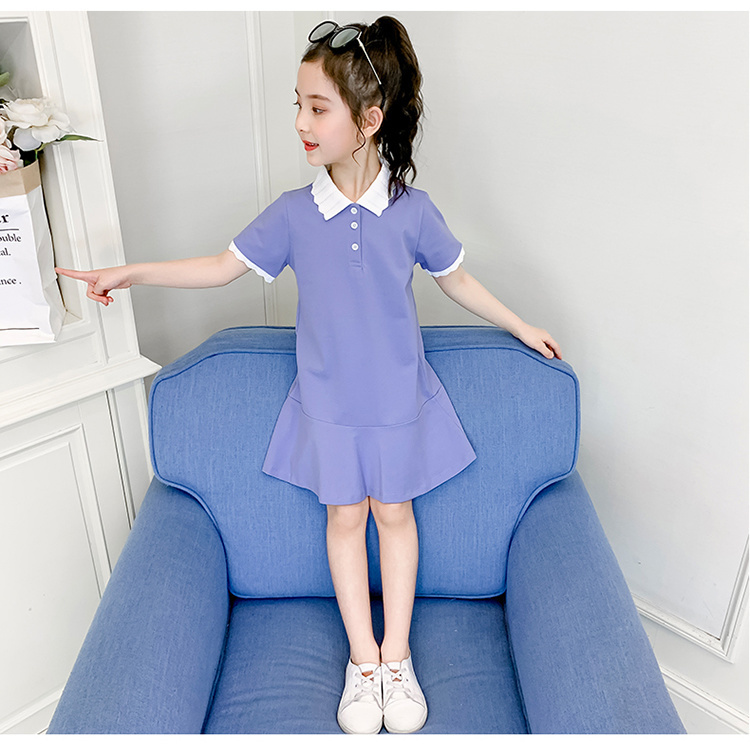 Girls Summer Dress 2020 summer fashion Korean version of children's long T-shirt skirt college dress