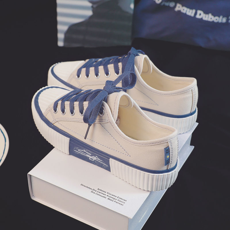 Blue biscuit shoes, women canvas shoes, female students, Korean version of versatile board shoes, low top shoes, children's summer ins small white shoes