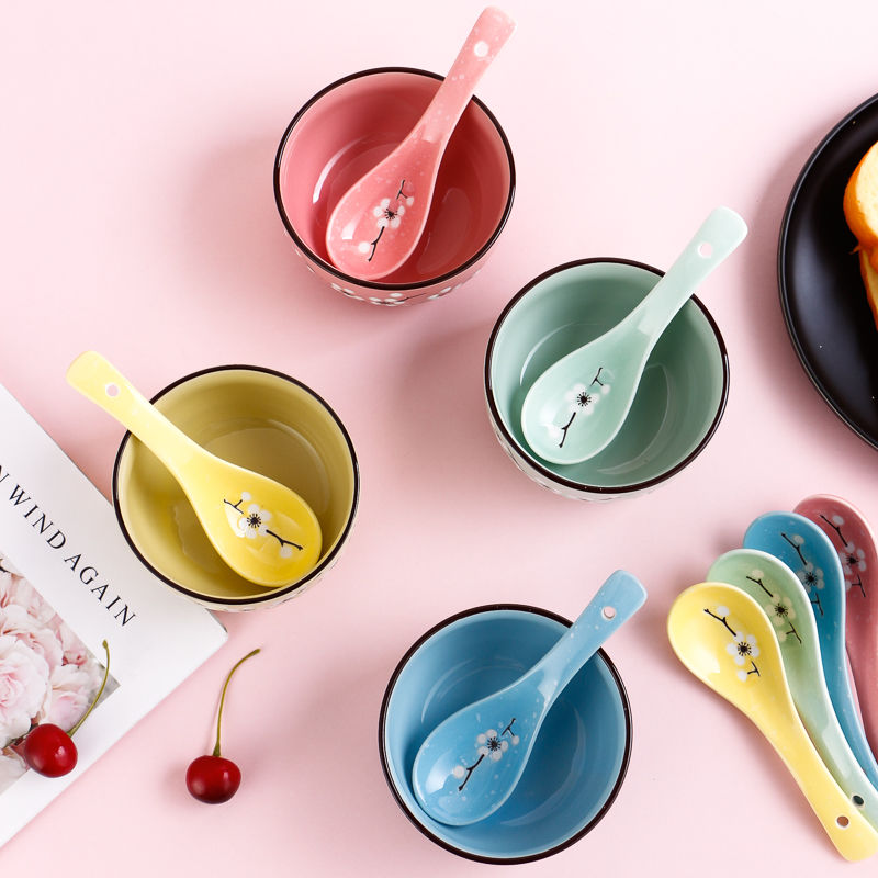 Bowl Japanese household ceramic bowl chopsticks rice bowl hand painted plum blossom ceramic bowl tableware set gift box