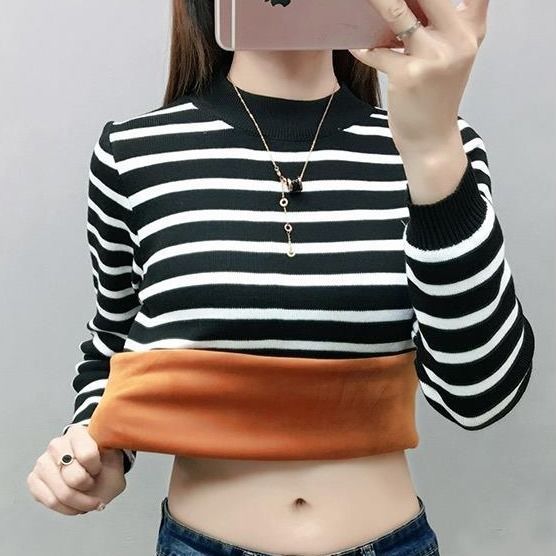 Plush / No Plush thermal gold Plush T-shirt for female students
