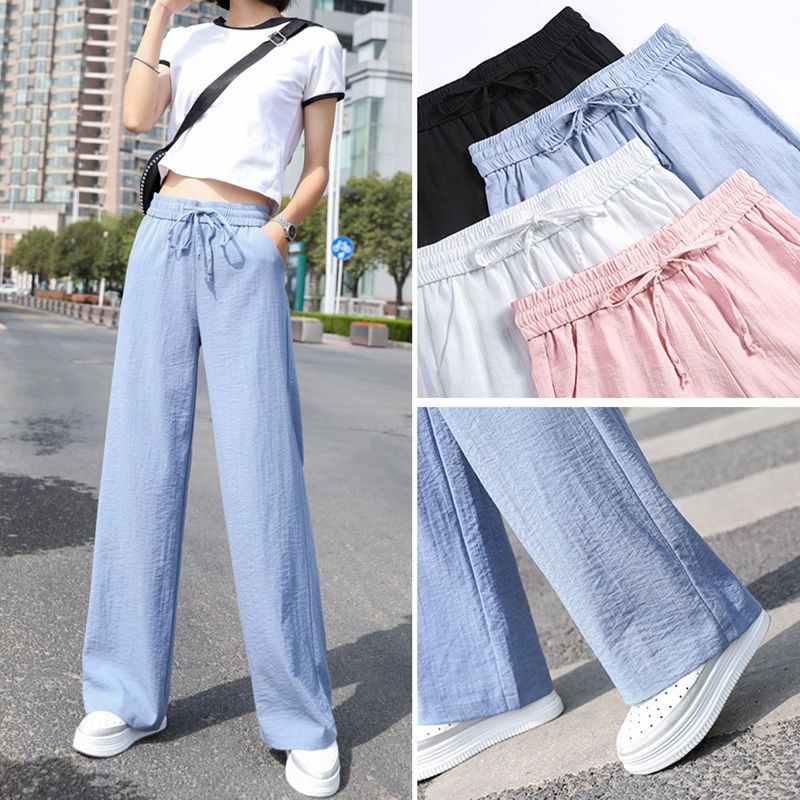 2020 wide leg pants women's spring and summer high waist new slim casual straight tube drop feeling pants children's Korean version loose