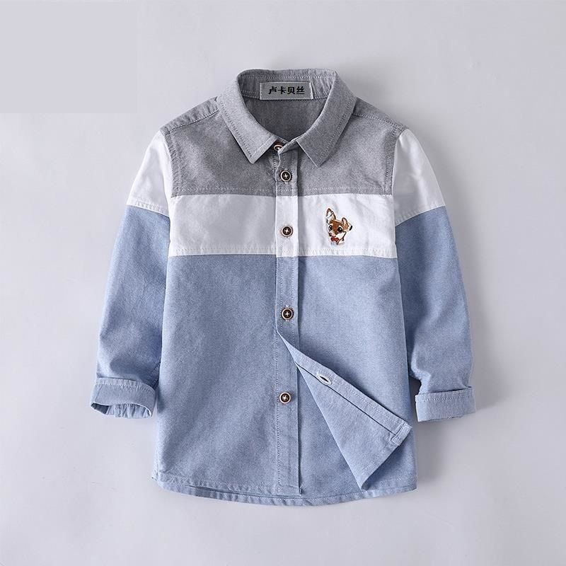 Boys' long sleeve shirt children's men's spring 2020 new boys' shirt autumn polyester cotton top children's wear