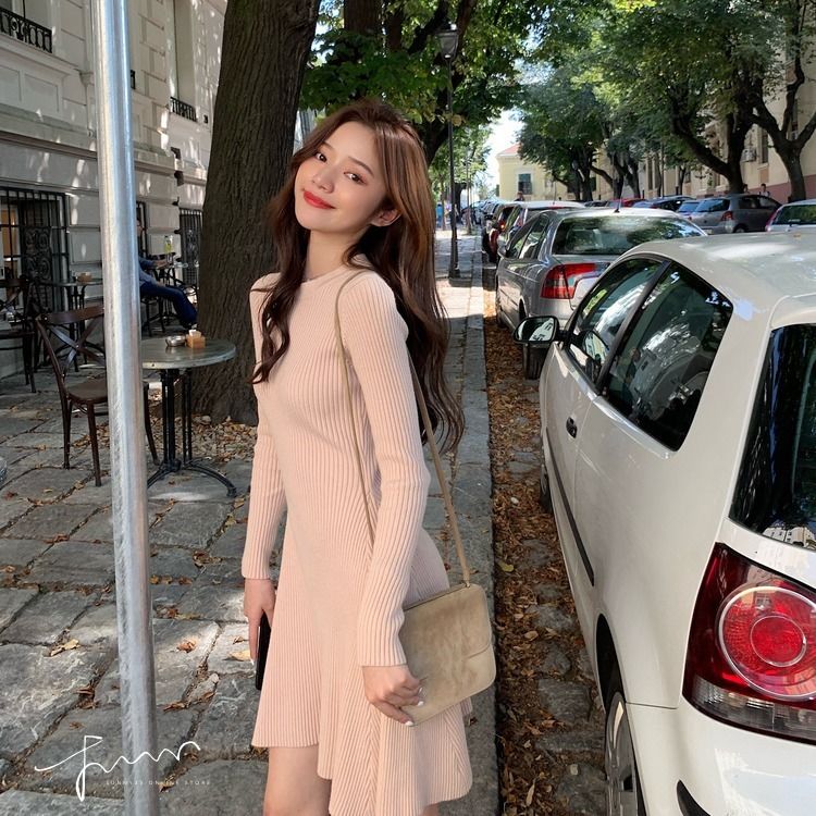 Dress 2020 new autumn winter slim knit dress short Korean bottomed lady dress autumn
