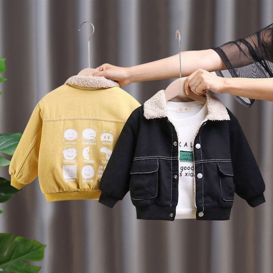 Boys' spring and autumn coat 2020 new style children's plush and thickened top foreign style jacket boy's casual windbreaker