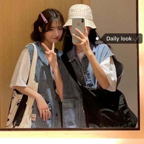 Cowboy waistcoat women's loose summer new Korean version versatile foreign style BF student work clothes with sleeveless vest coat