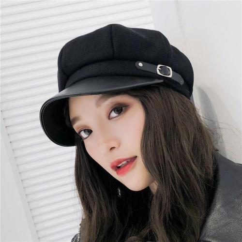 Fur Beret children autumn winter British duck cap Korean version Japanese versatile fashion octagonal hat net red bud hat