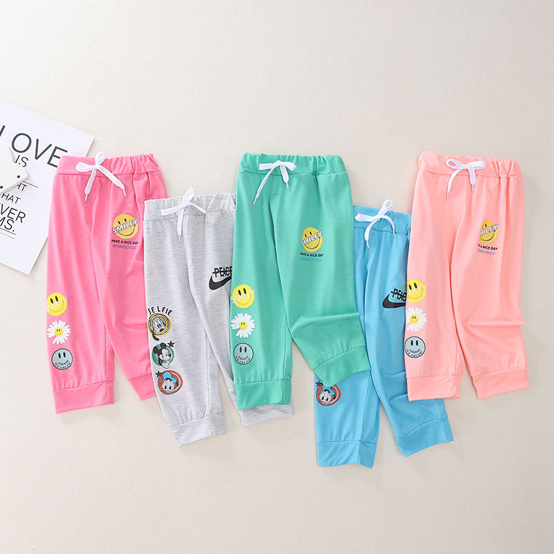 Summer children's mosquito proof Pants Boys and girls breathable Capris children's thin pants baby anti mosquito pants baby pants men's summer