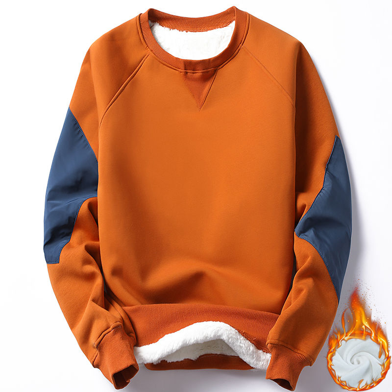 Winter heavy Plush Crew Neck Long Sleeve bottoming shirt men's warm clothes t-shirt men's fashion sweater student top