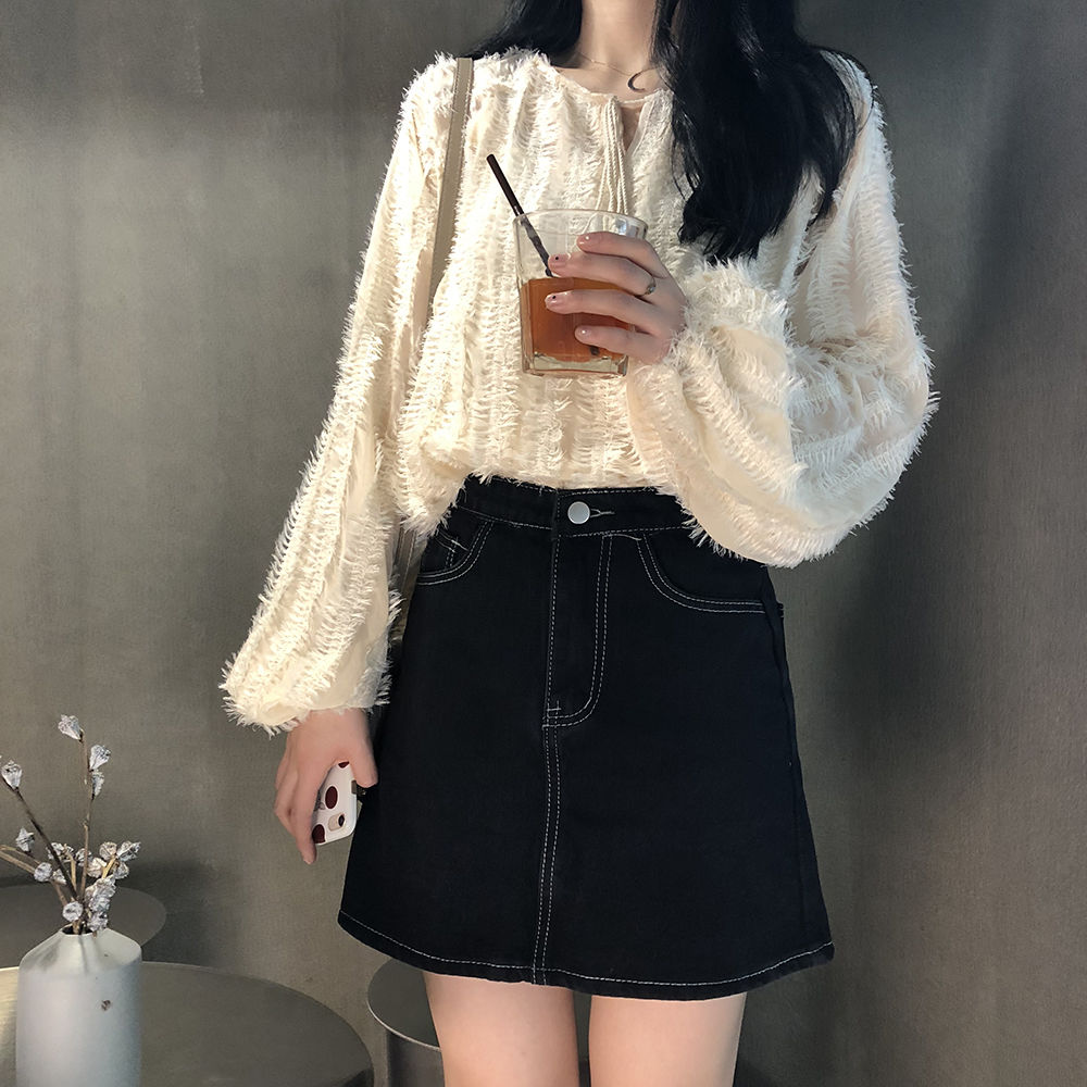 Half skirt women's short skirt spring summer 2020 new high waist ins super fire black hip skirt denim skirt A-line skirt