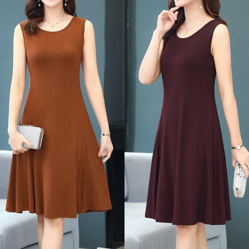 Suspender vest skirt bottoming shirt over belly over knee dress suspender skirt large size long skirt summer