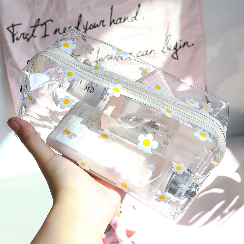 Korea ins Yaya flower transparent waterproof cosmetic bag women portable large capacity girl Storage Travel Wash Bag