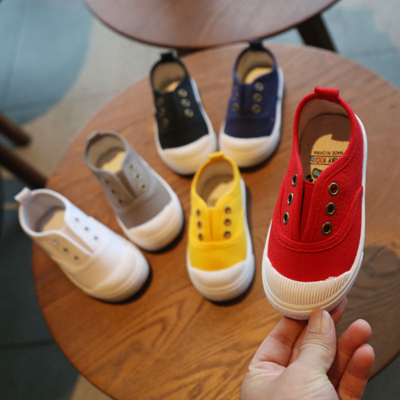 Spring and autumn new children's shoes children's canvas shoes baby boys and girls sports single shoes soft soles small board shoes kindergarten soft soles