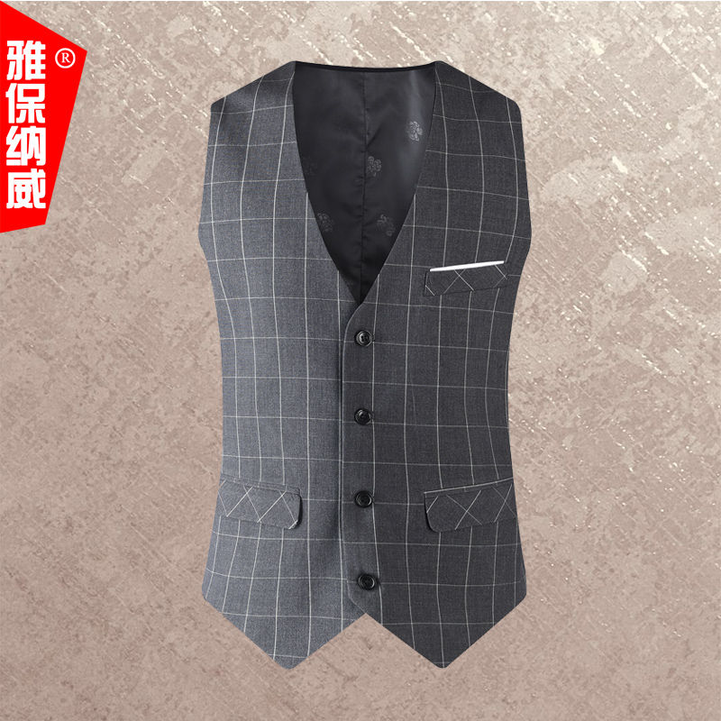 Suit vest men's slim youth Korean spring and autumn coat suit vest business casual Plaid vest fashionable thin