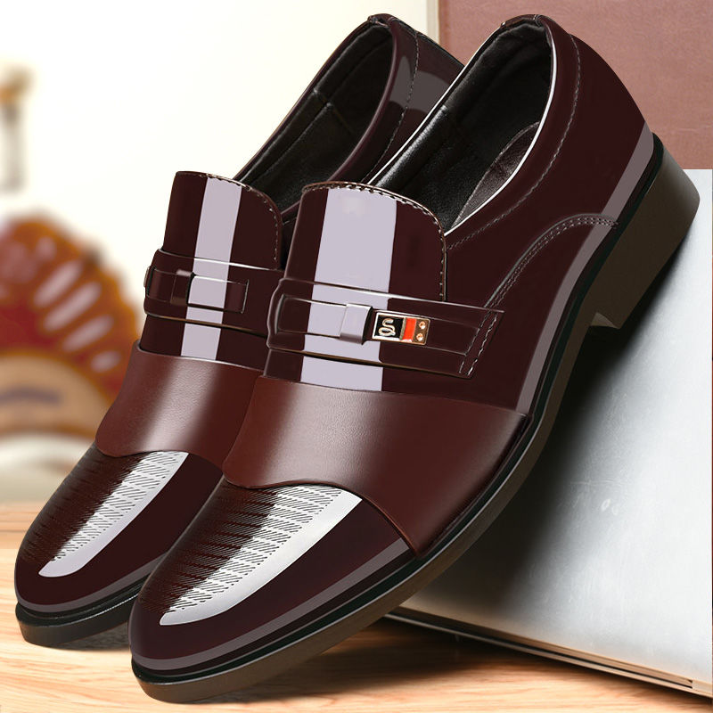 Leather shoes men's business dress shoes British and Korean overshoot black casual leather shoes youth work trend leather shoes