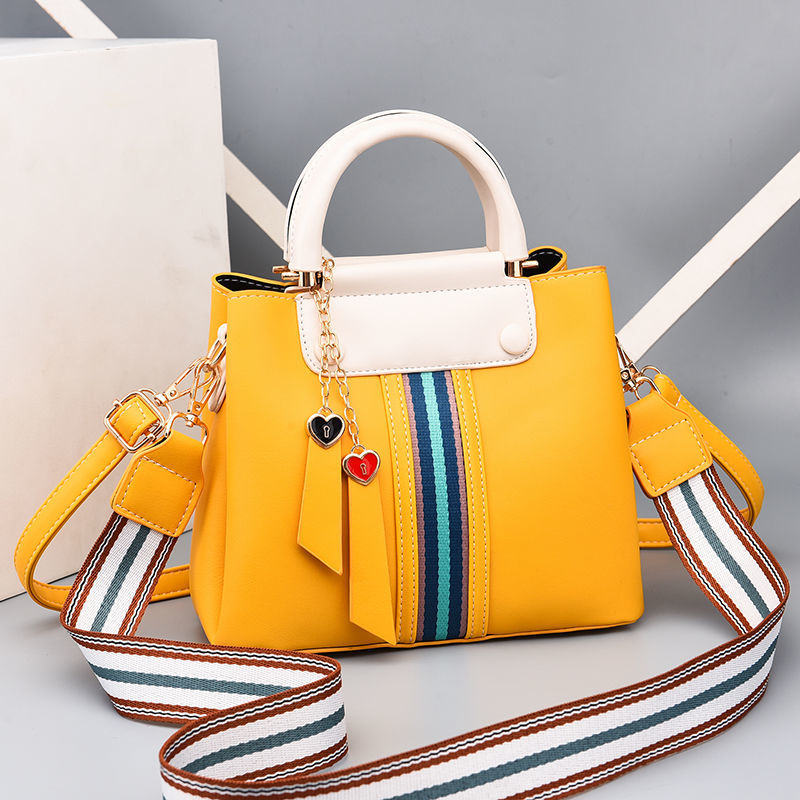 Women's bag new net red Korean color contrast Bucket Bag Fashion versatile large capacity handbag single shoulder cross