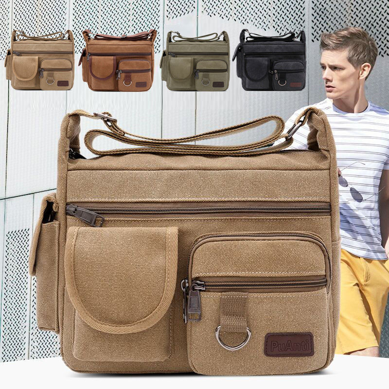 Men's canvas bag large capacity single shoulder bag leisure messenger bag female lovers canvas bag travel bag men's bag men's bag