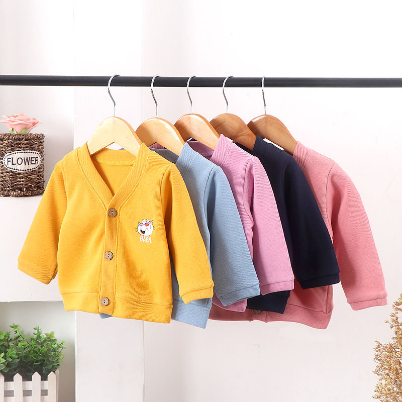 New children's coat infant children's single top boy cartoon Korean coat girl's foreign style knitted cardigan