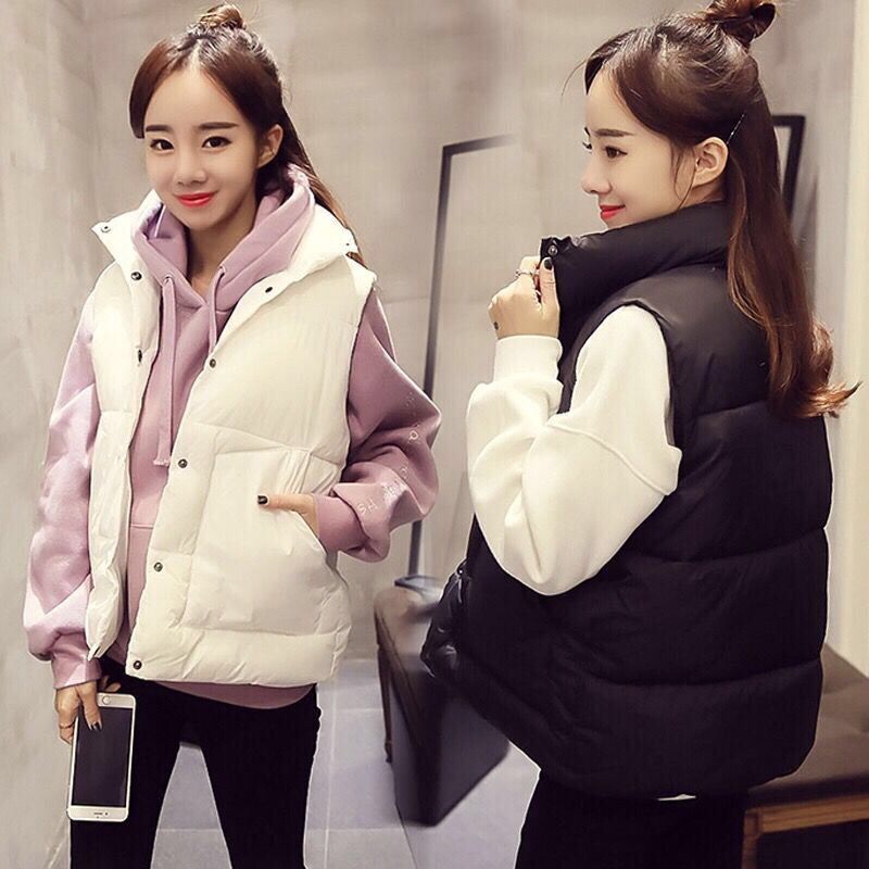 Autumn and winter vest female students Korean standing collar short cotton padded jacket