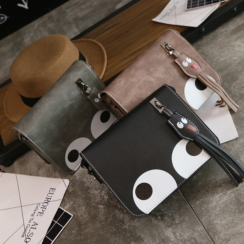 New women's bag Korean version big eyes tassel small square bag versatile shoulder bag straddle small bag mobile phone bag