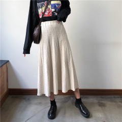 Real price knitted half length skirt for women's autumn and winter dress shows thin medium length A-line versatile skirt