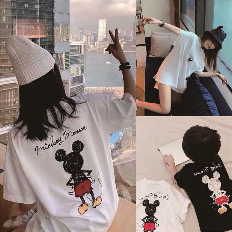 2020 summer new boys and girls cotton printed bottoming shirt parent child mother daughter top children short sleeve T-shirt