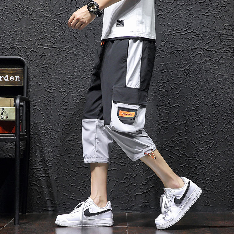 Summer pants men's Korean fashion students' loose overalls five point casual pants sports Pants Capris SHORTS MEN