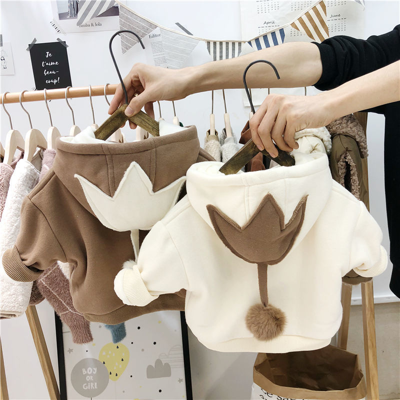 Boys and girls' Plush sweater Korean version of little girls' autumn and winter top winter wear warm foreign style coat children's thickened children's clothing