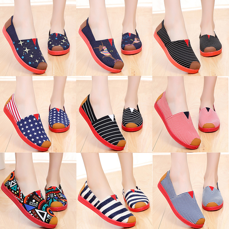 Fashionable walking women's shoes breathable lazy shoes women's canvas shoes women's single shoes flat bottomed old Beijing cloth shoes women's soft soled shoes