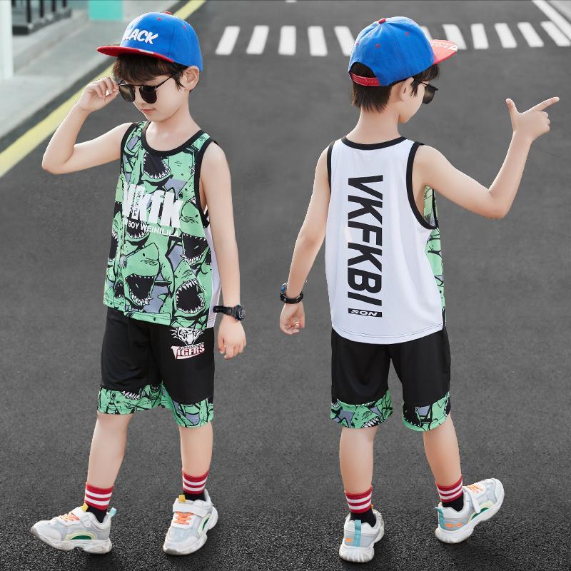 Children's wear boys' summer wear sleeveless vest and Shorts Set 2020 new boys' quick drying thin children's sports trend