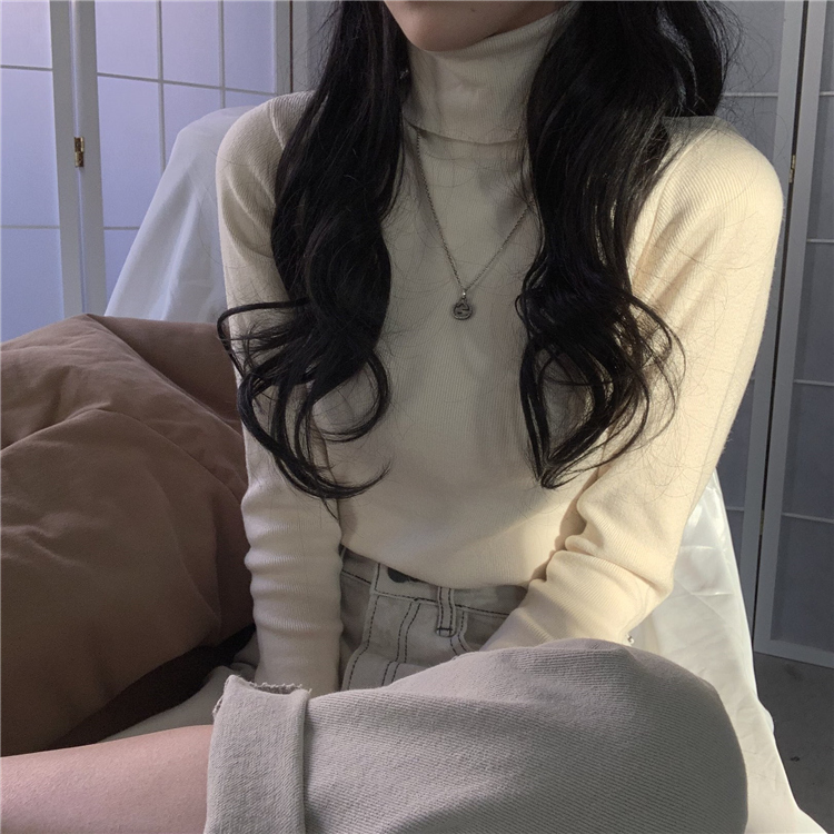 New official Guima girl basic slim high collar thickened long sleeve knitted bottoming sweater