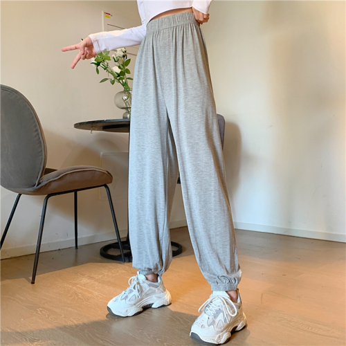 Grey sports pants women's ins loose and slim casual pants