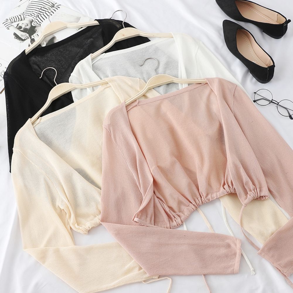 Sun proof clothing female Short Student Korean thin coat cardigan with suspender in summer