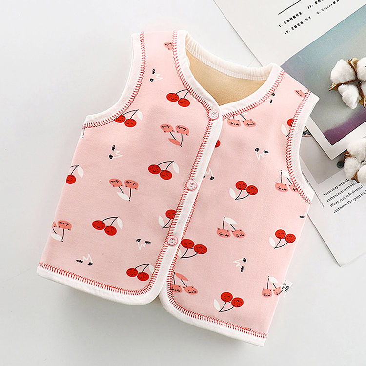 Baby ma Jiaqiu winter Plush warm vest cotton boy's jacket female baby newborn children's cartoon shoulder is thin