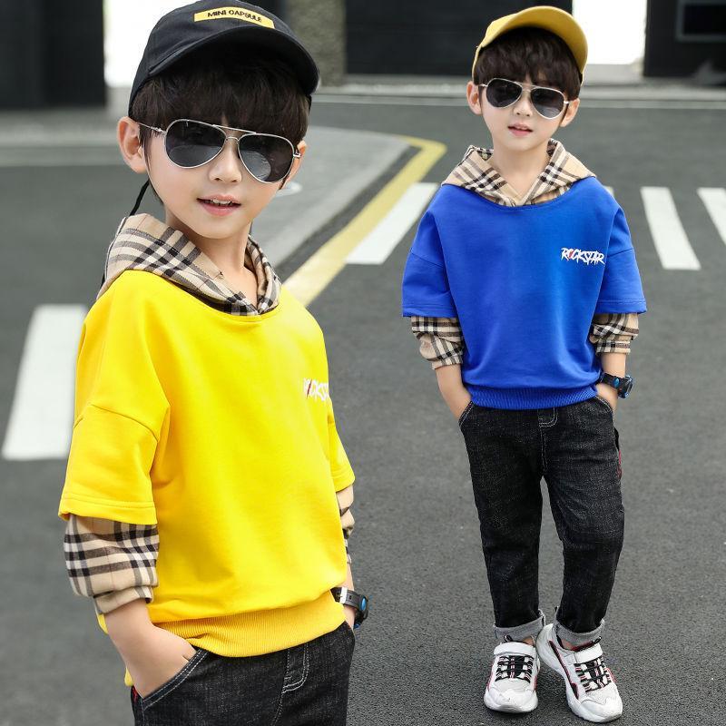 Boys' sweater spring and autumn children's clothing 2020 new Zhongda children's spring T-shirt long sleeve hooded Korean version handsome fashion 7