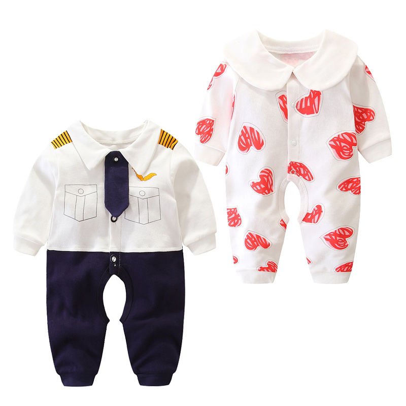 Newborn clothes autumn long sleeve open file hatchsuit climbing clothes for boys and girls 100 days spring and autumn baby autumn one piece clothes