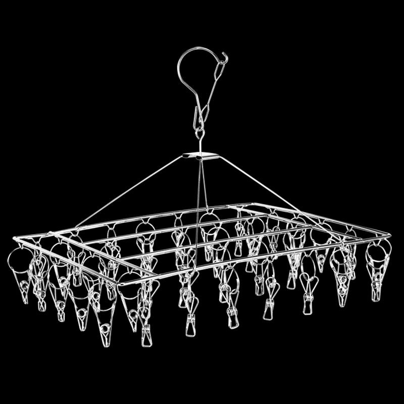 Sun drying towel windproof stainless steel hanger underwear sock clip windproof thickened household clothes hanger