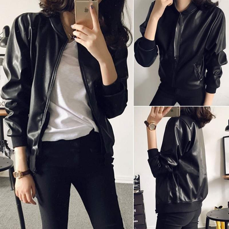 Korean super foreign leather coat women 2020 spring and autumn new short retro standing collar zipper black locomotive jacket