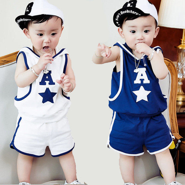 Boys' summer wear new children's summer suit boys' summer half sleeve 1-2-3-year-old baby short sleeve two piece set