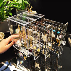 Earring storage box display shelf earpin jewelry acrylic dustproof transparent jewelry box