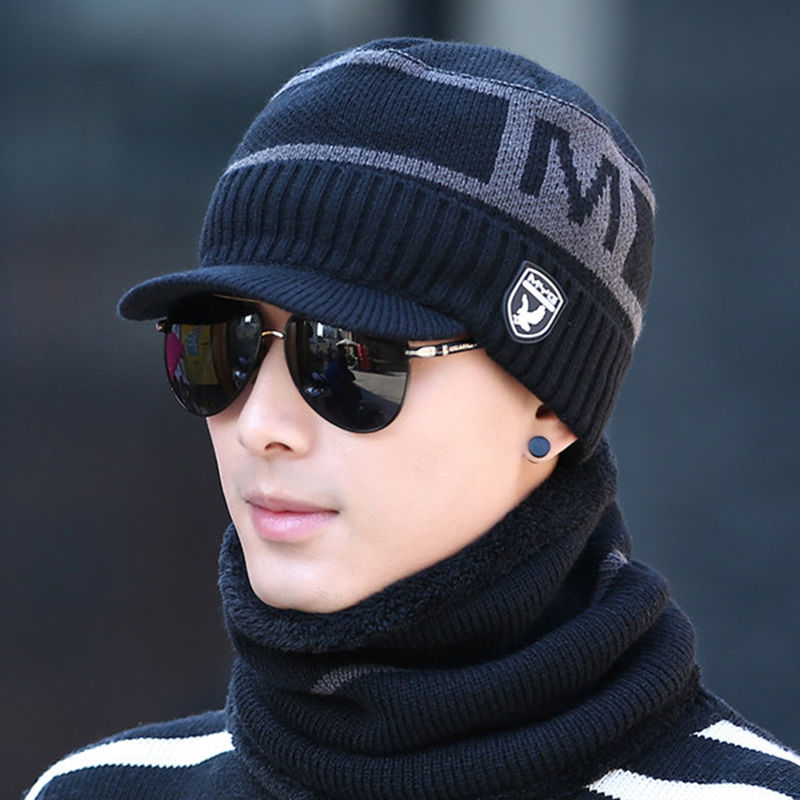 Hat men's winter warm knitted hat Korean fashion youth COTTON HAT cold proof ear protection wool hat man