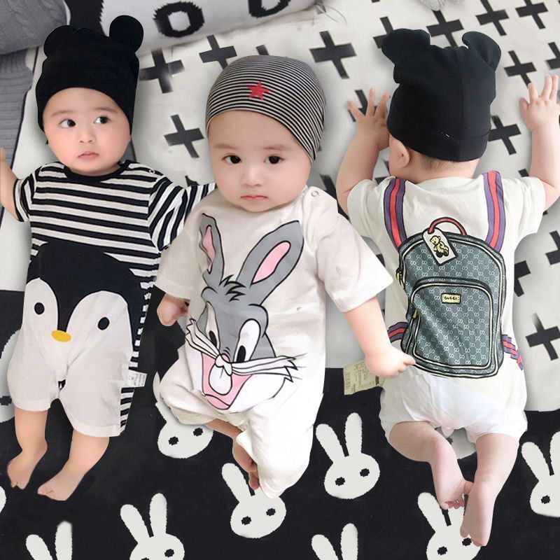 BABY BODYSUIT summer 0-3 months pure cotton baby romper pajamas newborn creeper short sleeve thin style outdoor wear