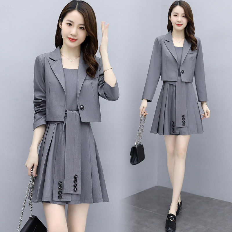 Single / suit four season Yi shirt dress two piece suit 2020 new style suit short skirt reduce age show thin temperament goddess